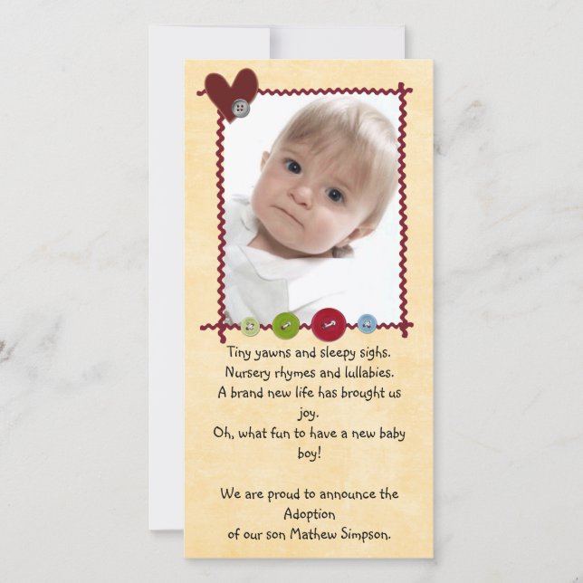 tarjeta fotográfica de invitación de adopción (Anverso)