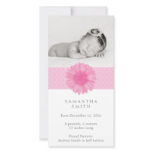 Tarjeta fotográfica de invitación de bebé rosa