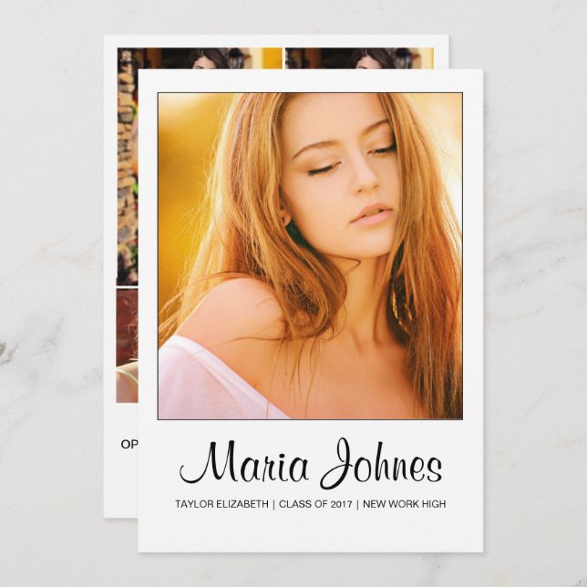 Tarjeta fotográfica de invitación de graduación (Anverso / Reverso)