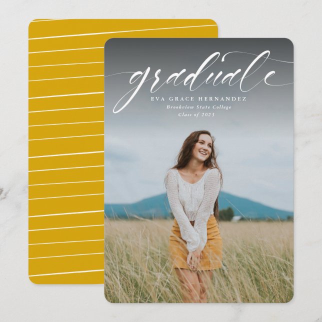 Tarjeta fotográfica de invitación de graduación (Anverso / Reverso)