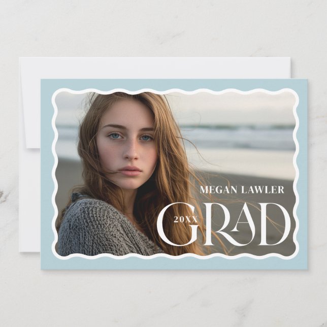 Tarjeta fotográfica de Invitación Grad de moda Wav (Anverso)