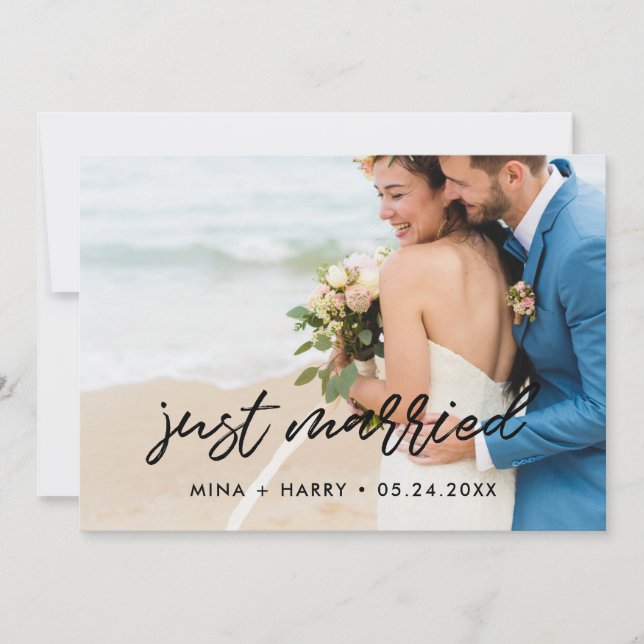 Tarjeta fotográfica de invitación moderna casada (Anverso)