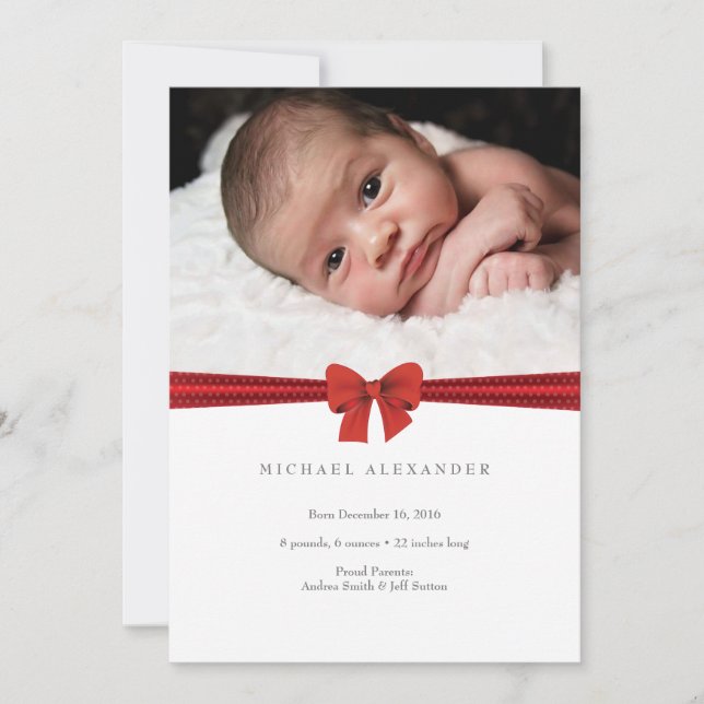 Tarjeta fotográfica de invitación para bebés (Anverso)