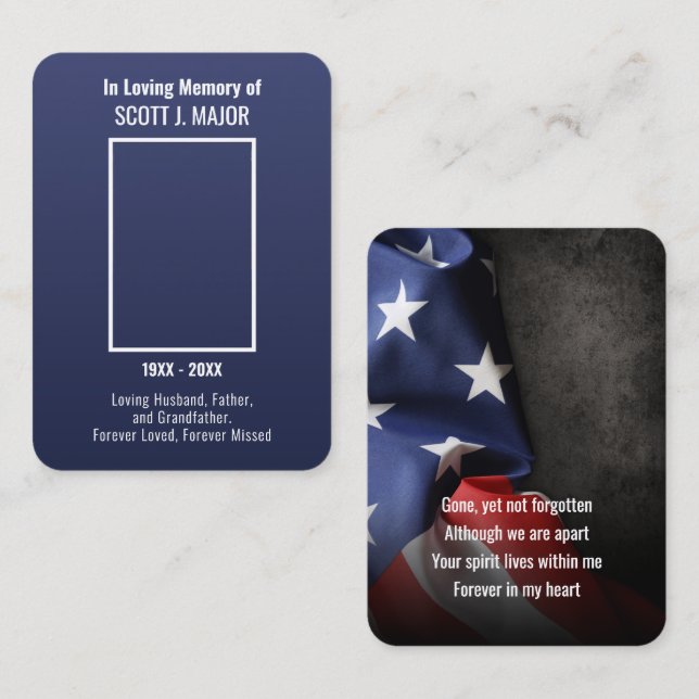 Tarjeta fotográfica de la bandera azul de Ombre (Anverso / Reverso)