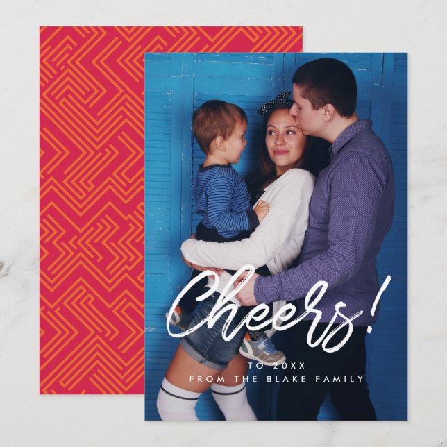 Tarjeta fotográfica de la familia Cheung New Year (Anverso / Reverso)