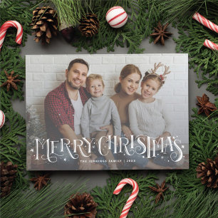 Tarjeta fotográfica de la familia de navidad con l