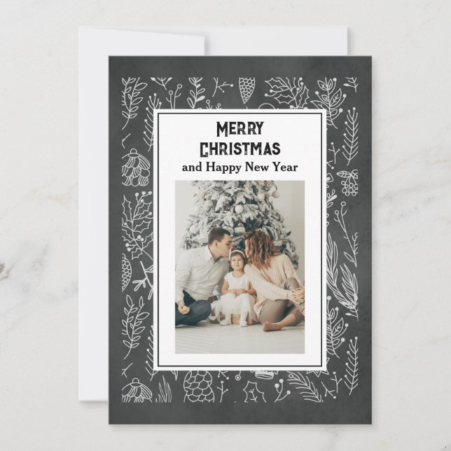 Tarjeta fotográfica de la familia Feliz Navidad (Anverso)
