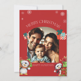 Tarjeta fotográfica de la familia Feliz Navidad co