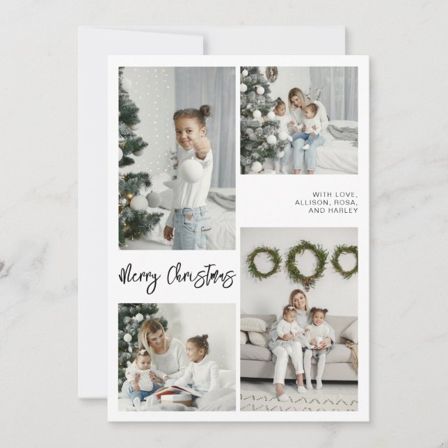 Tarjeta fotográfica de la familia Merry Christmas (Anverso)