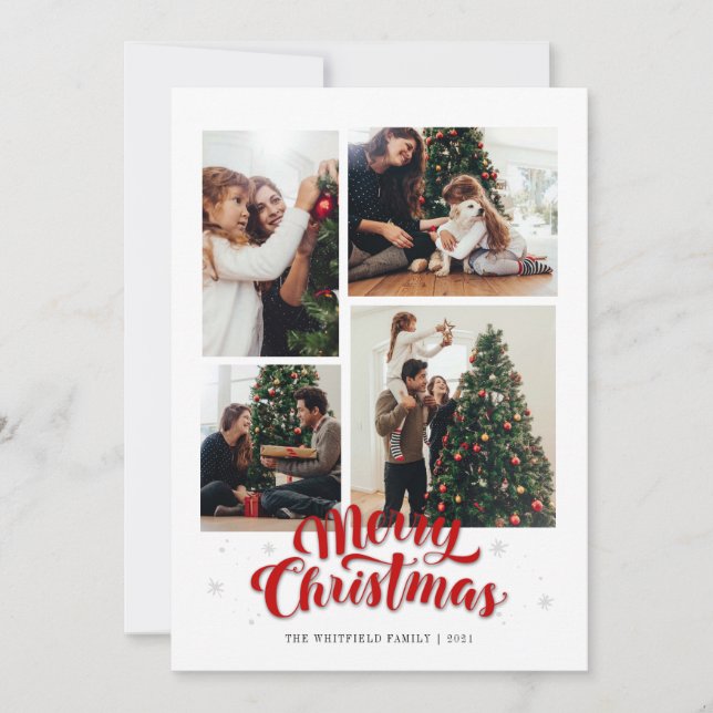 Tarjeta fotográfica de la familia Merry Christmas (Anverso)