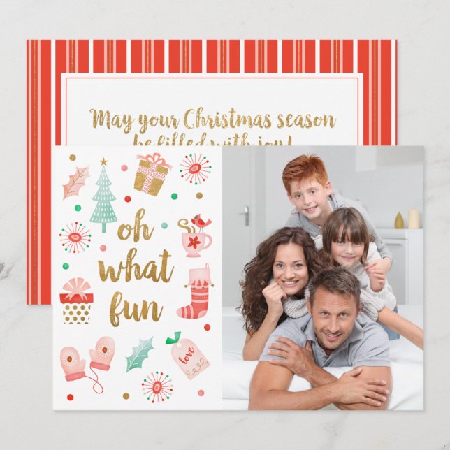 Tarjeta fotográfica de la familia Merry Christmas (Anverso / Reverso)