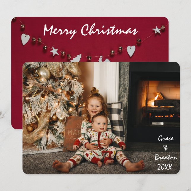 Tarjeta fotográfica de la familia Merry Christmas  (Anverso / Reverso)