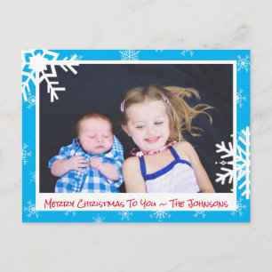 Tarjeta fotográfica de la familia navidades Blue L