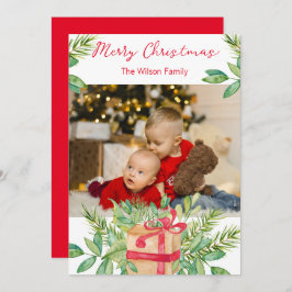 Tarjeta fotográfica de la familia Pine de navidad