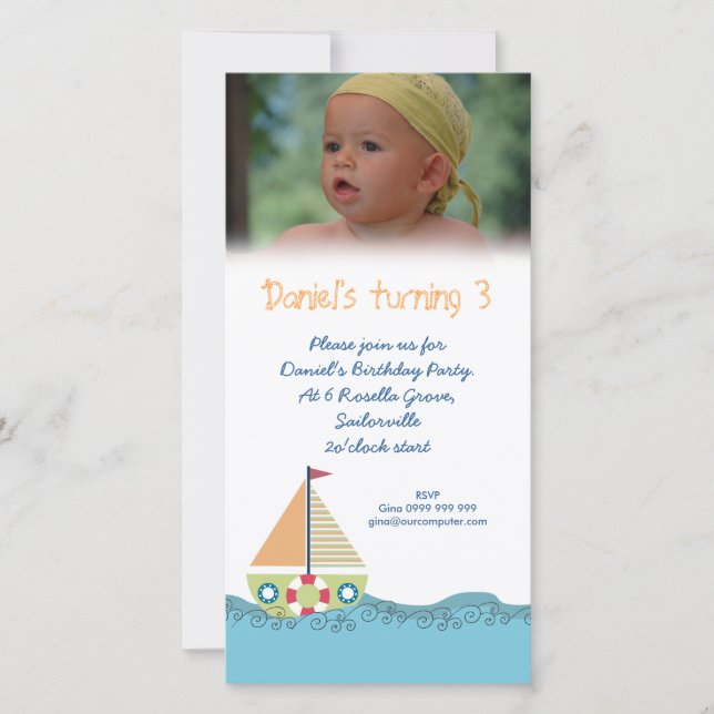 Tarjeta fotográfica de la fiesta de cumpleaños de  (Anverso)