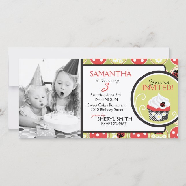 Tarjeta fotográfica de la invitación de cumpleaños (Anverso)
