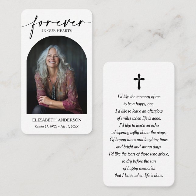 Tarjeta fotográfica de la oración del funeral mode (Anverso / Reverso)