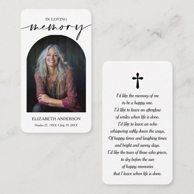 Tarjeta fotográfica de la oración del funeral mode (Anverso / Reverso)