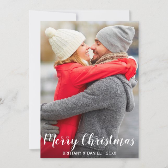 Tarjeta fotográfica de la pareja de navidad de Mer (Anverso)
