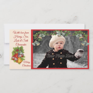 Tarjeta fotográfica de las campanas de los navidad