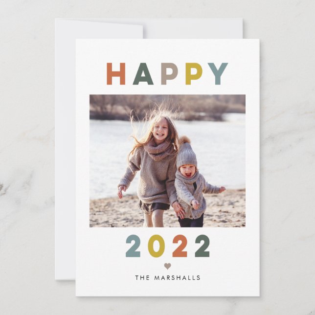 Tarjeta fotográfica de las letras modernas Happy N (Anverso)
