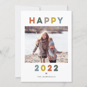 Tarjeta fotográfica de las letras modernas Happy N