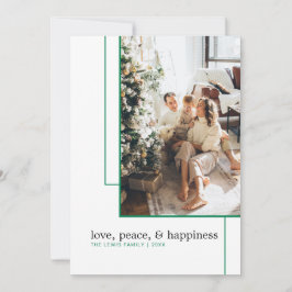 Tarjeta fotográfica de línea verde simple