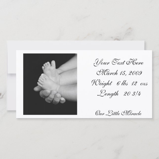 Tarjeta fotográfica de los pies de B&W Babys (Anverso)