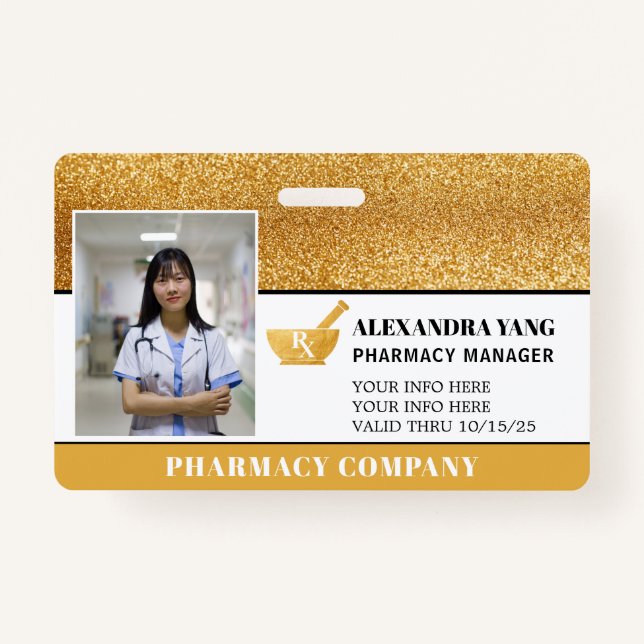 Tarjeta fotográfica de lujo Pharmacy Gold (Anverso)