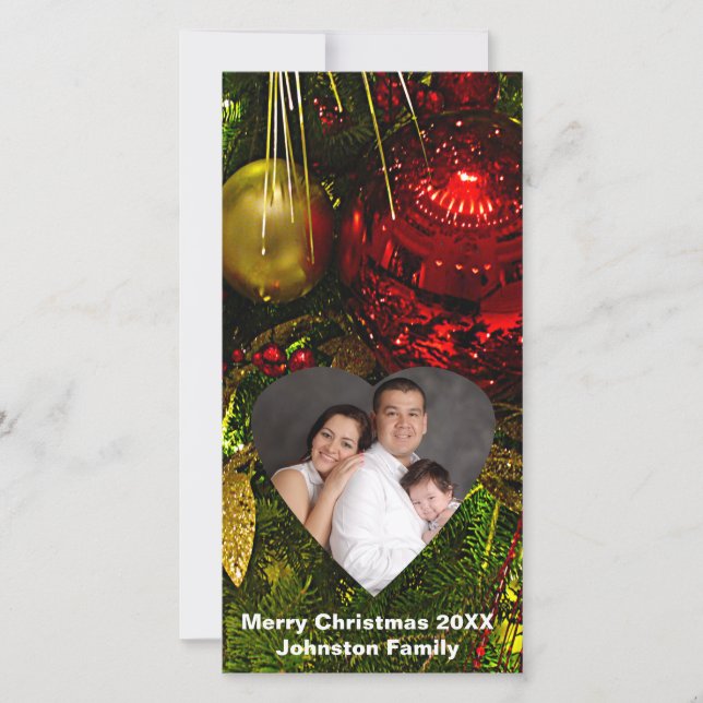 Tarjeta fotográfica de marco de arbol de ornamento (Anverso)