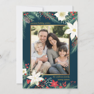 Tarjeta fotográfica de marco para navidad con poin