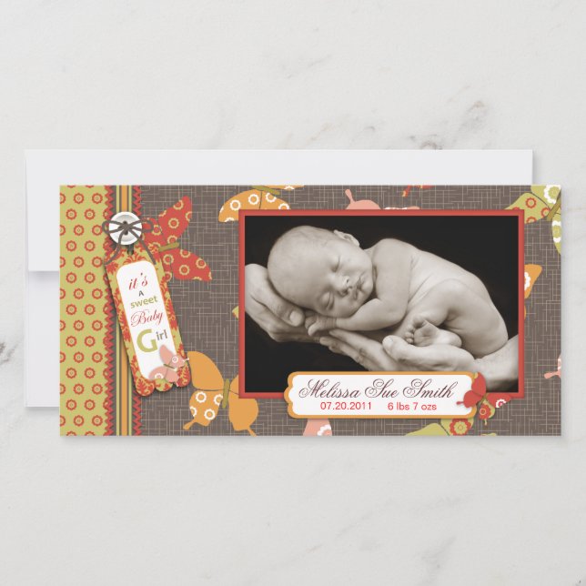 Tarjeta fotográfica de mariposas retro (Anverso)