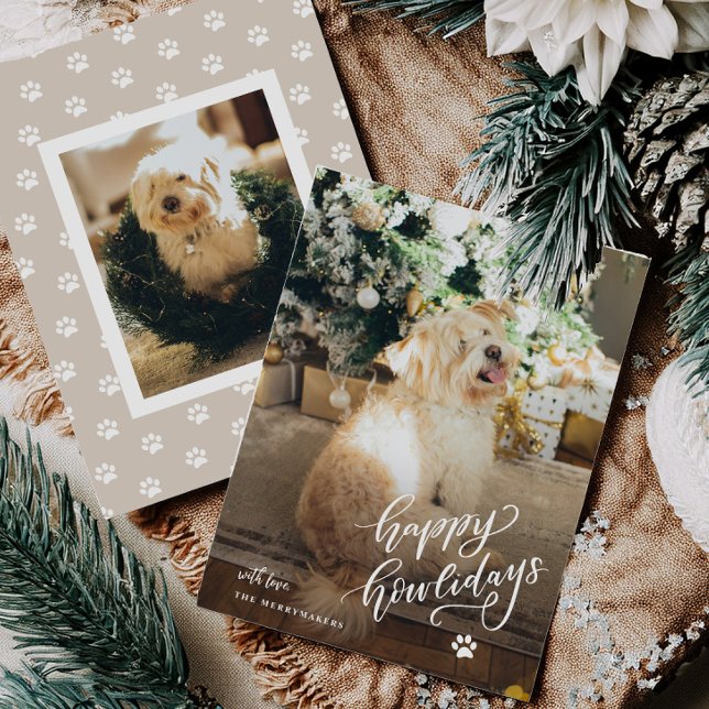 Tarjeta fotográfica de mascota Dog Happy Howlidays (Subido por el creador)