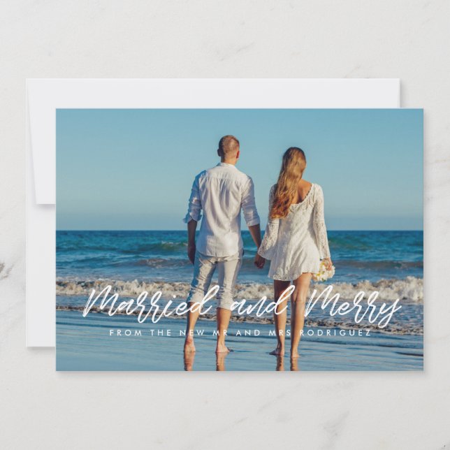 Tarjeta fotográfica de matrimonio y pareja moderna (Anverso)
