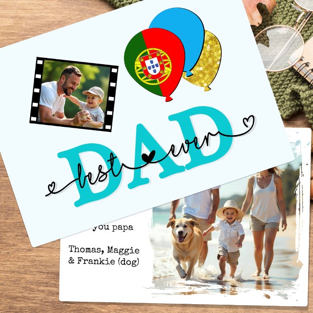 Tarjeta fotográfica de mejor papá de la historia d (Best DAD Ever / Portugal fathers day)