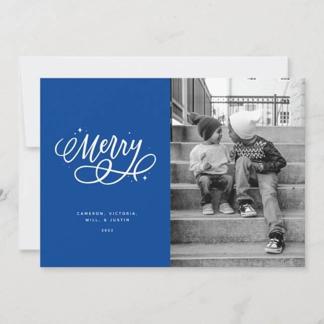 Tarjeta fotográfica de merry navideña con guion es (Anverso)