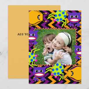 Tarjeta fotográfica de monstruos caprichosos