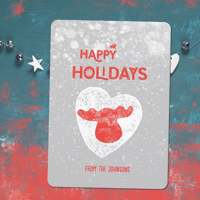 Tarjeta fotográfica de Moose Family (Moose Family Photo Holiday Card ©Susanne Sachers - Sunny Mind Design 🌞)
