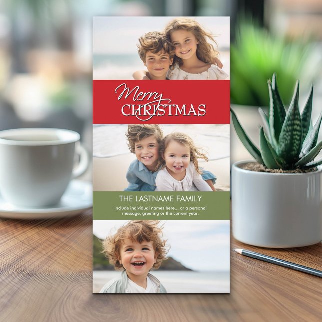 Tarjeta fotográfica de Navidad - 3 fotos (Custom Holiday Photo card - Can be used for any event)