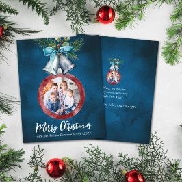 Tarjeta fotográfica de Navidad azul de la Marina d