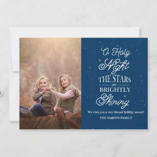 Tarjeta fotográfica de Navidad azul de la Santa No