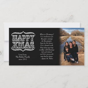 Tarjeta fotográfica de Navidad blanca y negra vint