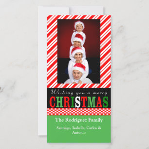 Tarjeta fotográfica de Navidad Candy Cane Stripe