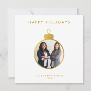 Tarjeta fotográfica de Navidad con logotipo corpor