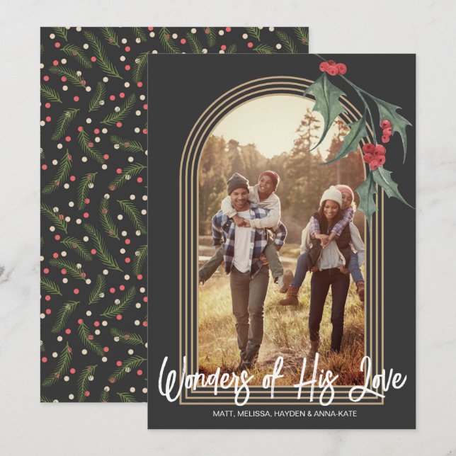 Tarjeta fotográfica de Navidad de Arco Moderno Hol (Anverso / Reverso)
