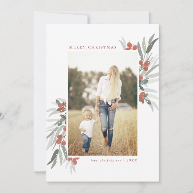 Tarjeta fotográfica de Navidad de Berries congelad (Anverso)