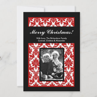 Tarjeta fotográfica de Navidad de Damasco negro ro