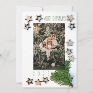 Tarjeta fotográfica de Navidad de doble cara de pe