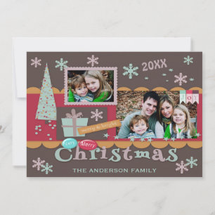 Tarjeta fotográfica de navidad de doble cara Scrap