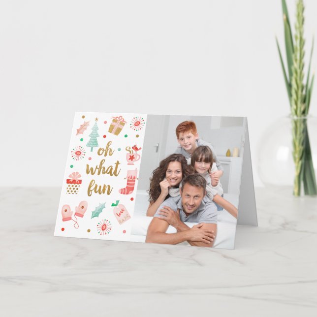 Tarjeta fotográfica de navidad de Feliz de Familia (Anverso)